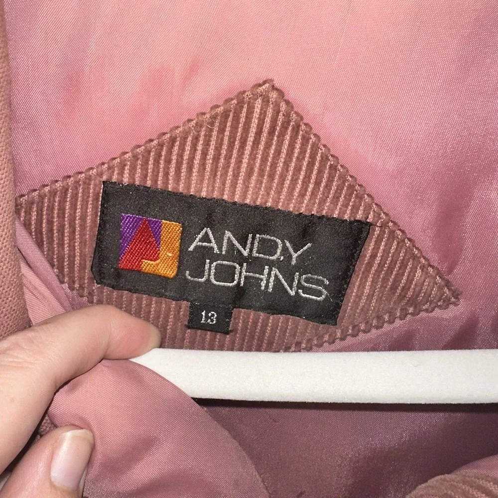 Vintage Andy Johns Corduroy  Jacket‎ Womens 13 Pink  Coat Pockets